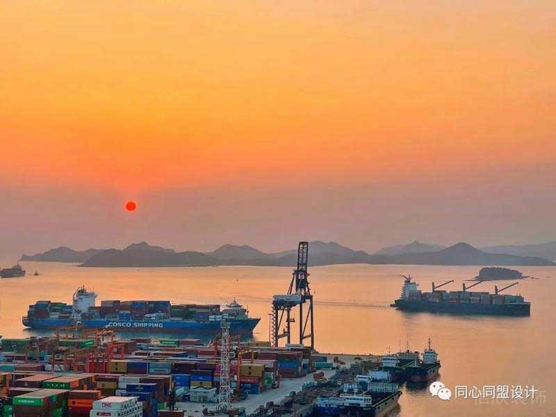 落日海景港口海景房陽(yáng)臺(tái)視覺效果圖