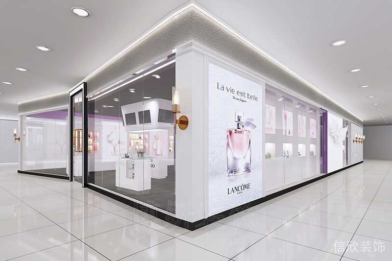 拐角裝修效果圖玻璃鏡面大理石瓷磚店鋪裝修