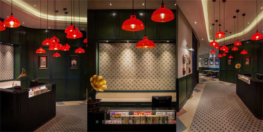 深圳鹽田混搭風美食廣場裝修設計港式茶餐廳主題用餐區(qū)走廊空間