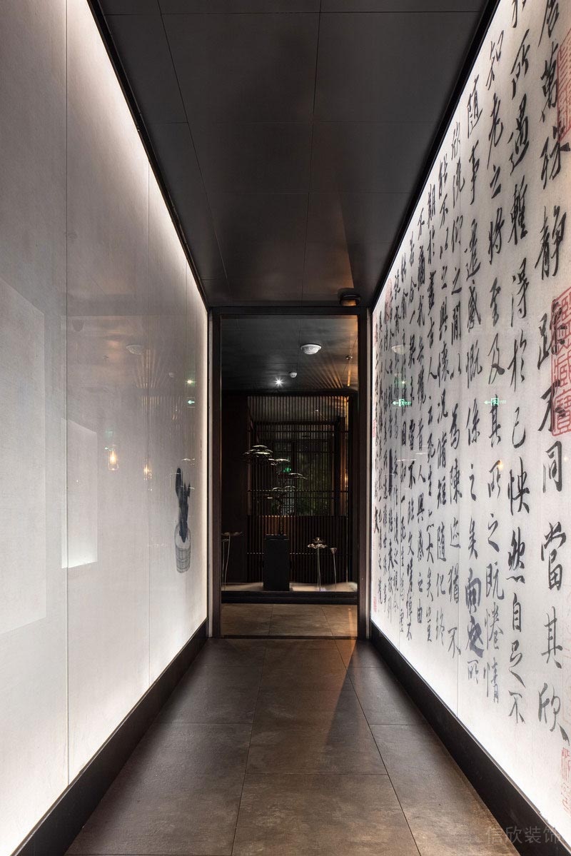 龍崗新中式風(fēng)格餐廳裝修設(shè)計效果圖地面鋪設(shè)
