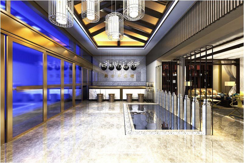 深圳寶安中式風(fēng)格餐飲店裝修圖前臺(tái)效果圖
