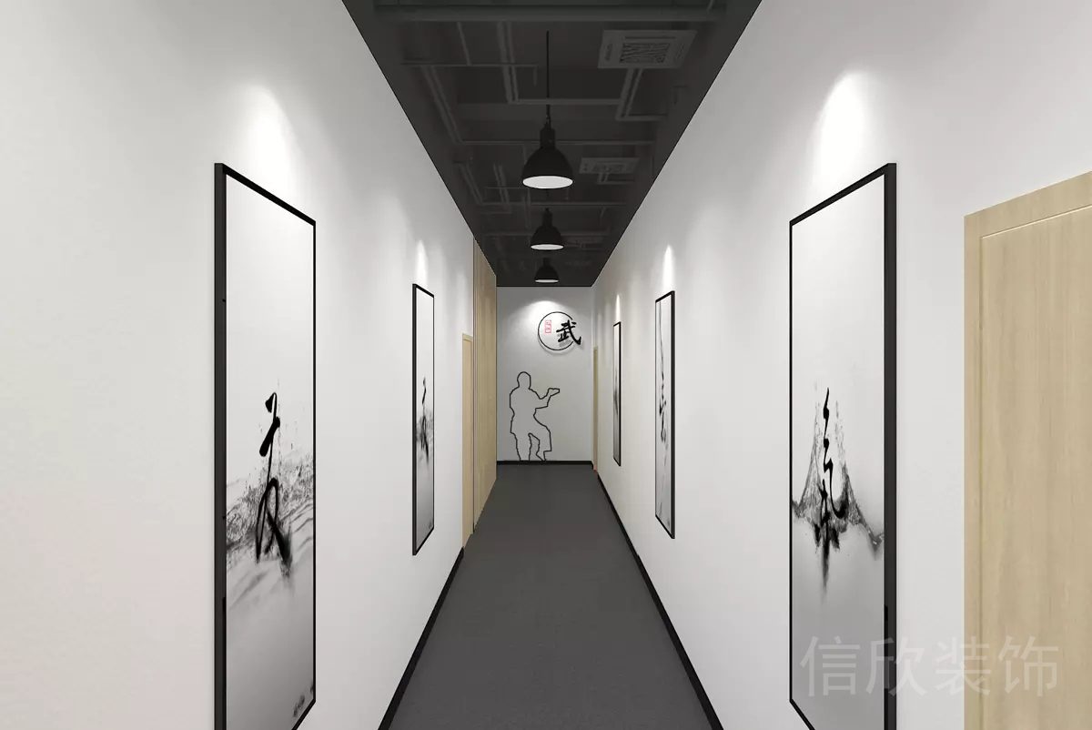 龍崗坂田弘興武術(shù)運(yùn)動(dòng)館楓木門無天花加厚地毯過道